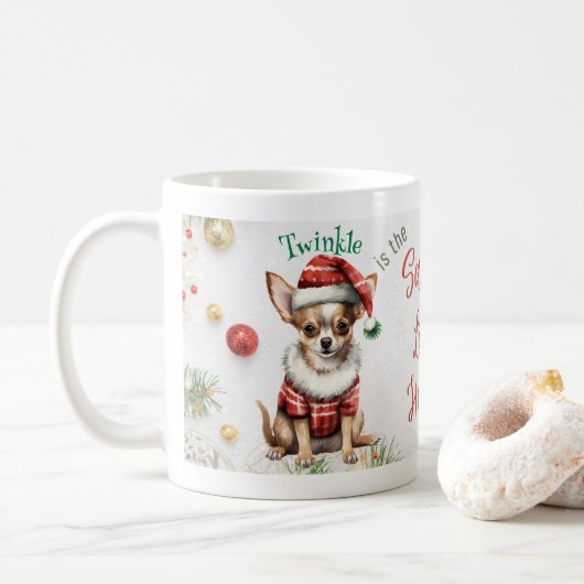 Kerstmis Santa Chihuahua Koffiemok (Met donut)