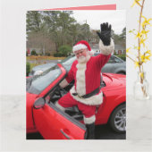 KERSTMIS SANTA CLAUS SPORTWAGEN GROOTTE KAART (Gele Bloem)