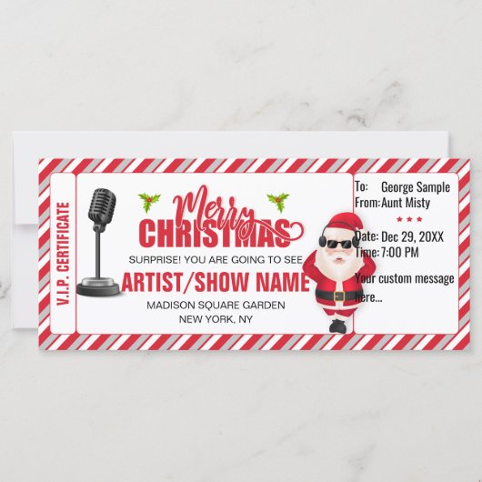 Kerstmis Santa Concert Ticket, Cadeau Kaart/Vouche (Voorkant)