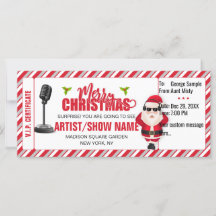 Kerstmis Santa Concert Ticket, Cadeau Kaart/Vouche