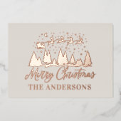 Kerstmis santa crème elegante traditionele foto folie feestdagenkaart (Voorkant)