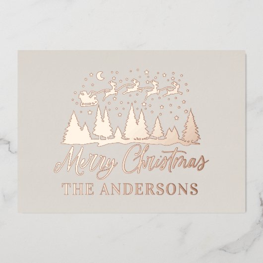 Kerstmis santa crème elegante traditionele foto folie feestdagenkaart (Voorkant)