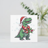 Kerstmis Santa Dinosaur met Candy Cane Feestdagenkaart (Staand voorkant)