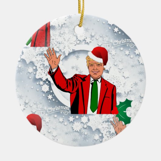 kerstmis santa donald trump keramisch ornament (Voorkant)