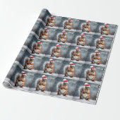 Kerstmis Santa Eekhoorn met Pinecone Cadeaupapier (Uitgerold)