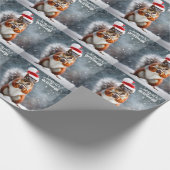 Kerstmis Santa Eekhoorn met Pinecone Cadeaupapier (Hoek)