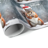 Kerstmis Santa Eekhoorn met Pinecone Cadeaupapier (Rol Hoek)