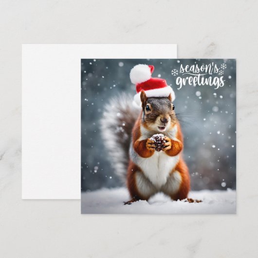 Kerstmis Santa Eekhoorn met Pinecone Feestdagenkaart (Voorkant / Achterkant)