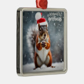 Kerstmis Santa Eekhoorn met Pinecone Metalen Ornament (Rechts)