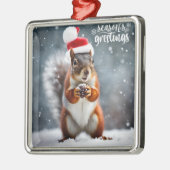 Kerstmis Santa Eekhoorn met Pinecone Metalen Ornament (Links)