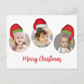 Kerstmis Santa Elf Funny Whimsical 4 Foto Feestdagenkaart (Voorkant)