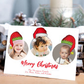 Kerstmis Santa Elf Funny Whimsical 4 Foto Feestdagenkaart