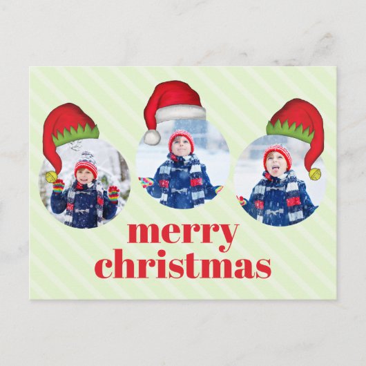 Kerstmis Santa Elf Funny Whimsical 4 Foto Feestdagenkaart (Voorkant)