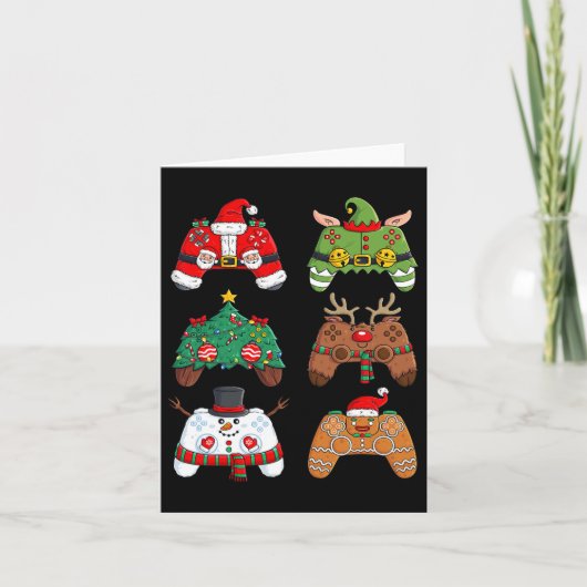 Kerstmis Santa Elf Gaming Controllers Fun Xmas Bo Kaart (Voorkant)
