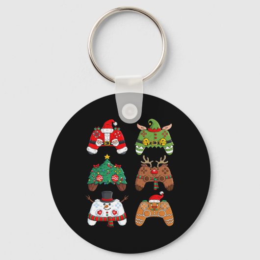 Kerstmis Santa Elf Gaming Controllers Fun Xmas Bo Sleutelhanger (Voorkant)