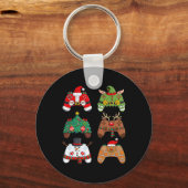Kerstmis Santa Elf Gaming Controllers Fun Xmas Bo Sleutelhanger (Voorkant)