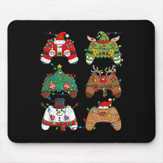 Kerstmis Santa Elf Lights Gaming Controllers Xmas Muismat (Voorkant)