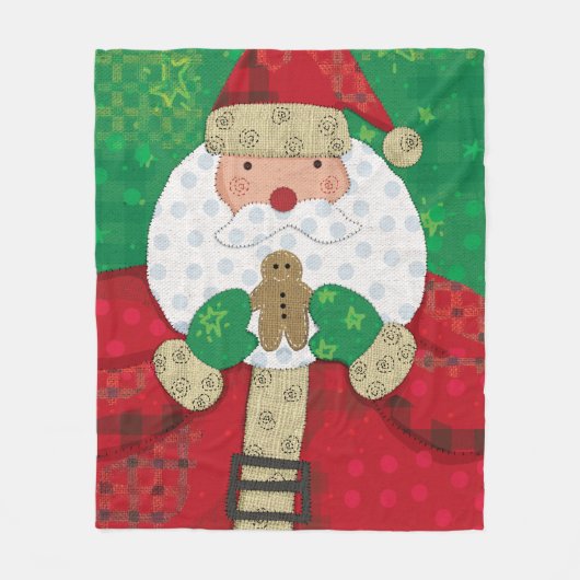 Kerstmis Santa en Gingerbread Boerderij Vakantie Fleece Deken (Voorkant)