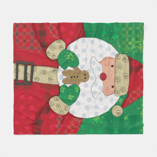 Kerstmis Santa en Gingerbread Boerderij Vakantie Fleece Deken (Voorkant (Horizontaal))