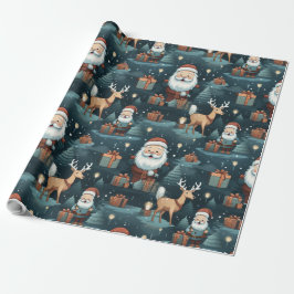 Kerstmis santa en rendieren cadeaupapier