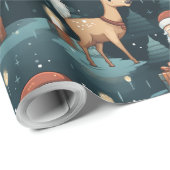 Kerstmis santa en rendieren cadeaupapier (Rol Hoek)