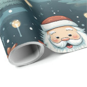 Kerstmis santa en rendieren cadeaupapier (Rol Hoek)