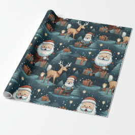 Kerstmis santa en rendieren cadeaupapier