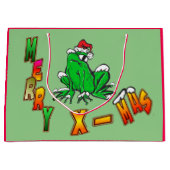 Kerstmis Santa Frog Vrolijke Kerstmis Gift Bag Groot Cadeauzakje (Voorkant)
