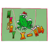Kerstmis Santa Frog Vrolijke Kerstmis Gift Bag Groot Cadeauzakje (Achterkant)