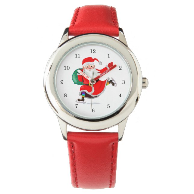 Kerstmis - Santa - Gifts Horloge (Voorkant)
