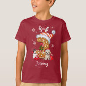 Kerstmis Santa Gingerbread Naam Letter J Boy T-shirt (Voorkant)