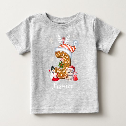 Kerstmis Santa Gingerbread Naam Letter J Meisje (Voorkant)