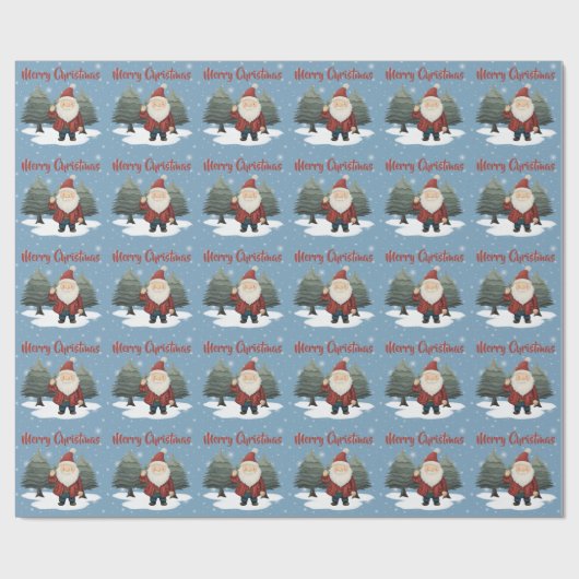 Kerstmis Santa Gnome Feestelijk Cadeaupapier (Vlak)