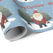 Kerstmis Santa Gnome Feestelijk Cadeaupapier (Rol Hoek)