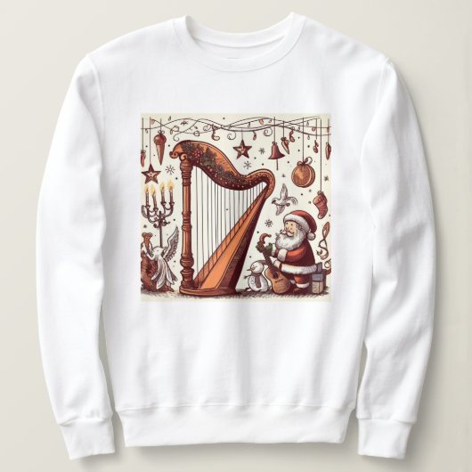 Kerstmis Santa Harp Sweatshirt (Design voorkant)