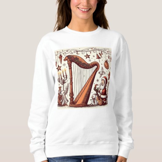 Kerstmis Santa Harp Sweatshirt (Voorkant)