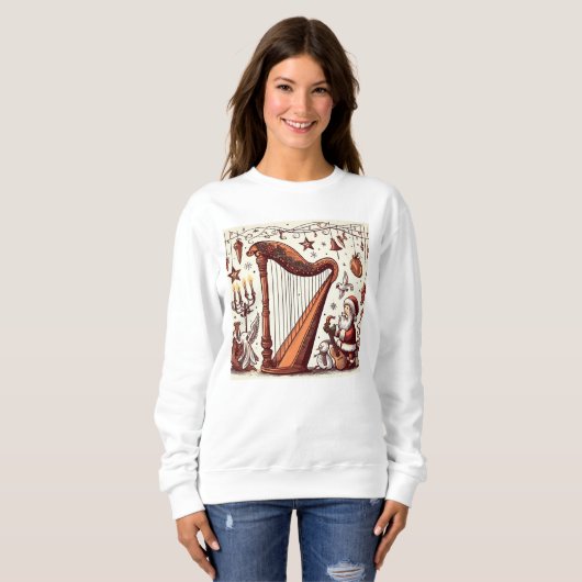 Kerstmis Santa Harp Sweatshirt (Voorkant volledig)