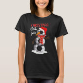 Kerstmis Santa Hat Football Sneeuwman Kerstmis In  T-shirt (Voorkant)