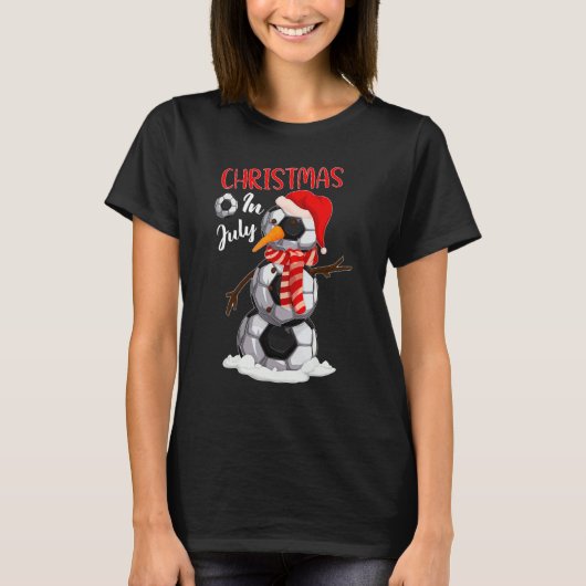 Kerstmis Santa Hat Football Sneeuwman Kerstmis In  T-shirt (Voorkant)