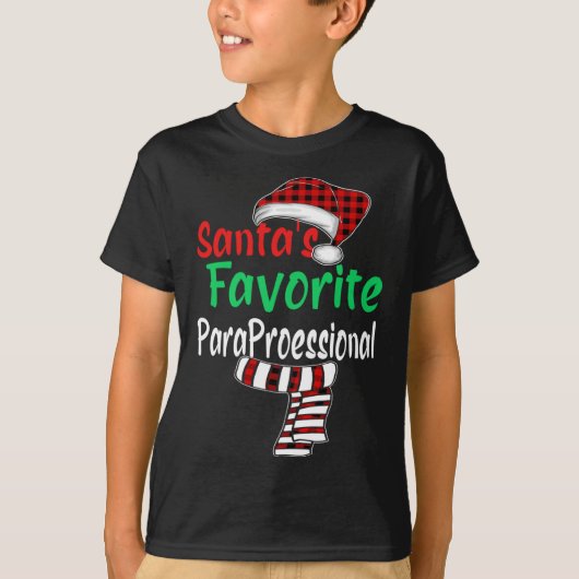 Kerstmis Santa Hat Santa's Favoriete Paraprofessio T-shirt (Voorkant)