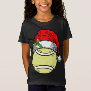 Kerstmis Santa Hat Tennis Sport Grappig cadeau T-shirt