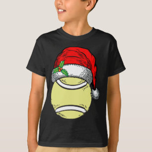 Kerstmis Santa Hat Tennis Sport Grappig cadeau T-shirt