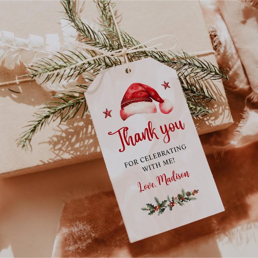 Kerstmis Santa Hat Verjaardagsfeest Cadeaulabel