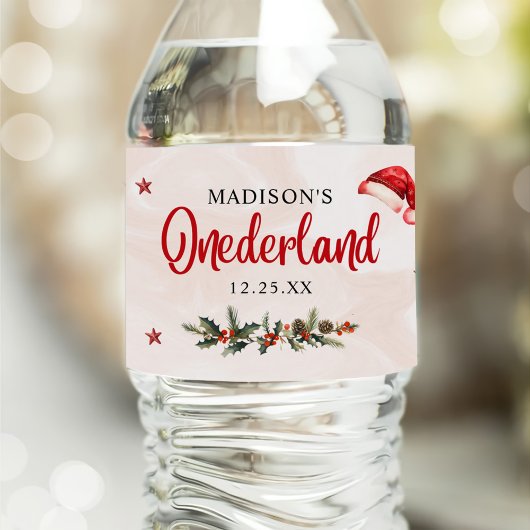 Kerstmis Santa Hat Verjaardagsfeest Waterfles Etiket