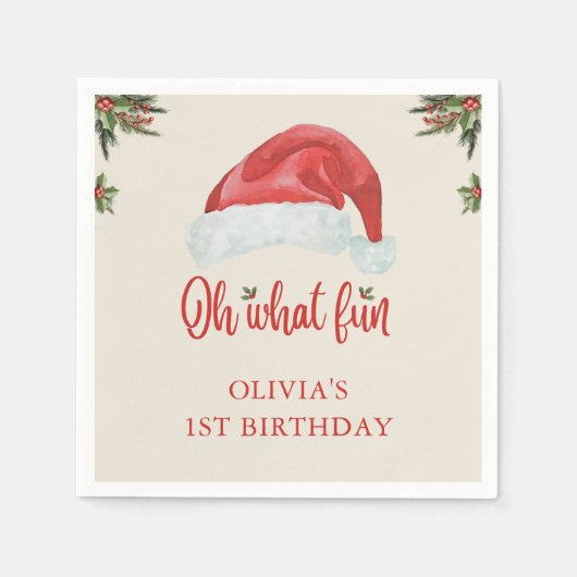 Kerstmis Santa Hat Verjaardagsfeestje Servetten (Voorkant)