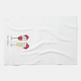 Kerstmis Santa Hat Wijn Champagne glazen op maat Theedoek