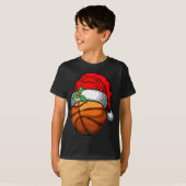 Kerstmis Santa Hoed Basketbal Sport Grappig Gift T-shirt (Voorkant volledig)