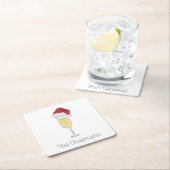 Kerstmis Santa Hoed Champagne Festive Kartonnen Onderzetters (Insitu)