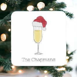 Kerstmis Santa Hoed Champagne Festive Kartonnen Onderzetters