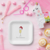 Kerstmis Santa Hoed Champagne Festive Papieren Bordje (Feest)